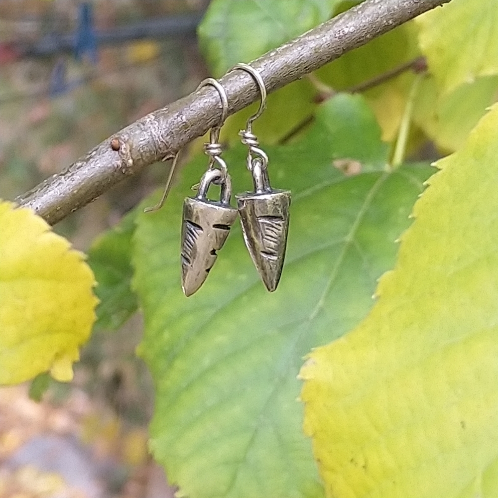 Artisan Silver Conical Oxidized Organic Earrings